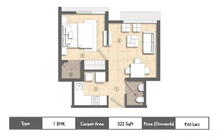 1 BHK-322 SqFt